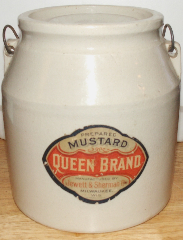 Jewett & Shermann Milwaukee WI Queen Brand Mustard Crock