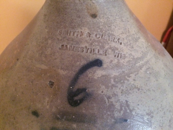 Smith & Clark Janesville Wisconsin 6 Gallon Ovoid Jug Stamp