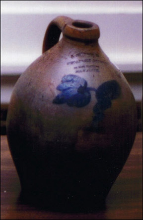 Antique Stoneware Jug by William Cunningham of Milwaukee, Wisconsin Antique Stoneware Jug by William Cunningham of Milwaukee, Wisconsin