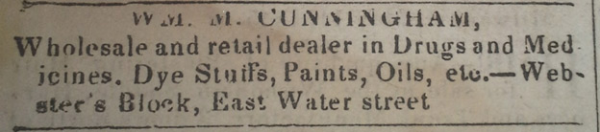 Circa 1800s Newspaper Ad for William Cunningham Drugstore in Milwaukee, Wisconsin William Cunningham Drugstore Newspaper Ad Antique