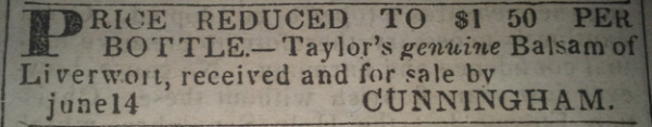 1800s Milwaukee Journal Sentinal Ad for William Cunningham Bottles