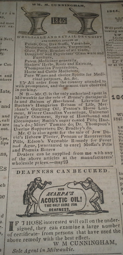 Antique 1800s Ad for Cunningham's Drug Store in Milwaukee, Wisconsin Antique 1800s Ad for Cunningham's Drug Store in Milwaukee, Wisconsin